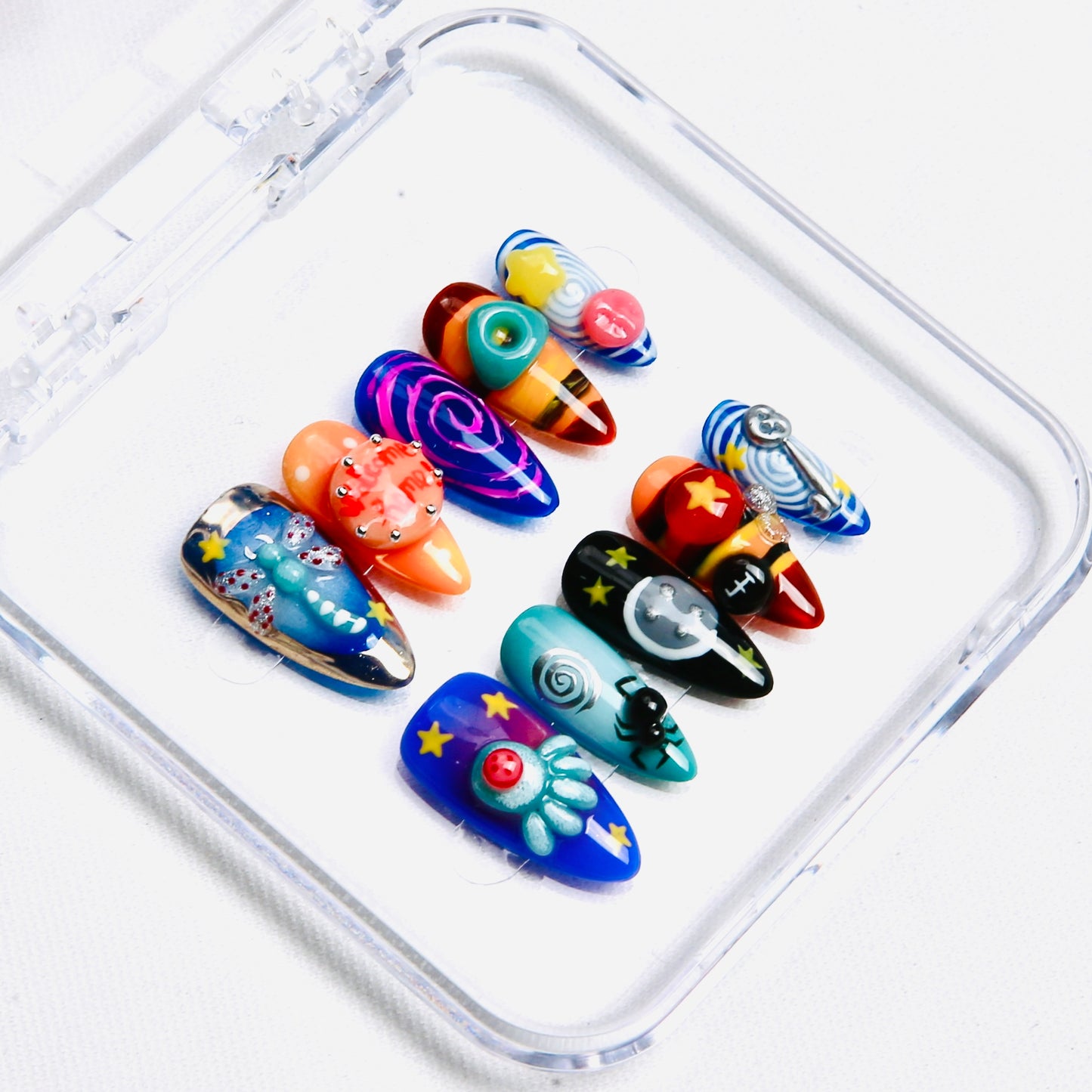 (L) Handmade Colorful Cartoon Pattern Press on Nails