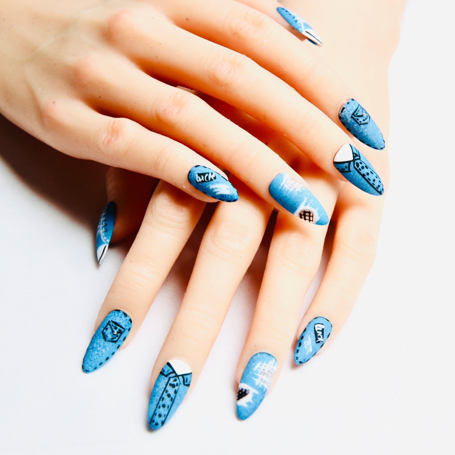 (L) Handmade Denim - Style Pattern Press on Nails