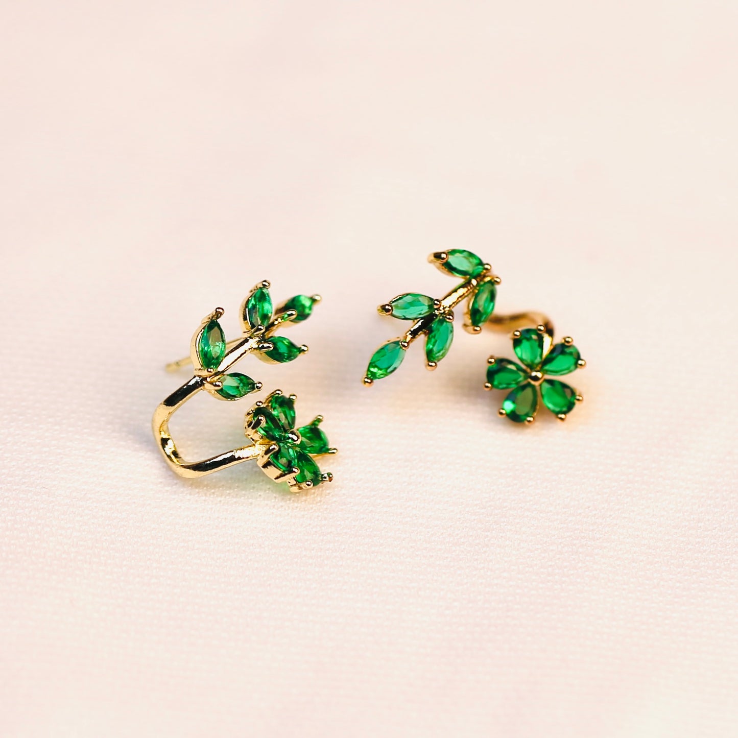 Green leaf Ear Climbers: A Vision of Graceful Beauty