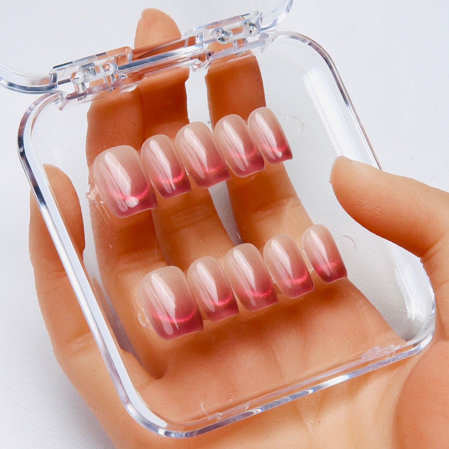 Ombre Soft - pink Hand - crafted Press on Nails