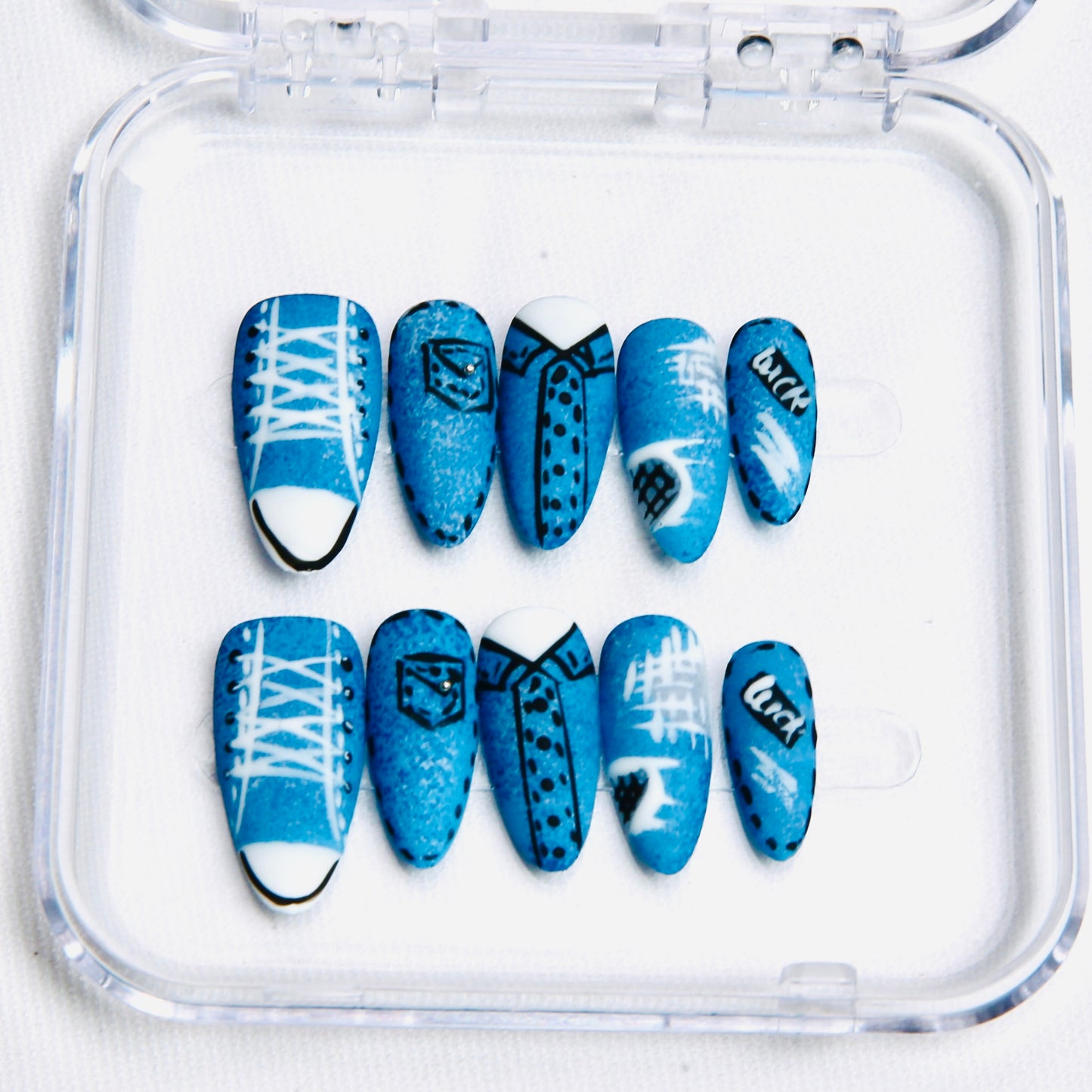 (L) Handmade Denim - Style Pattern Press on Nails