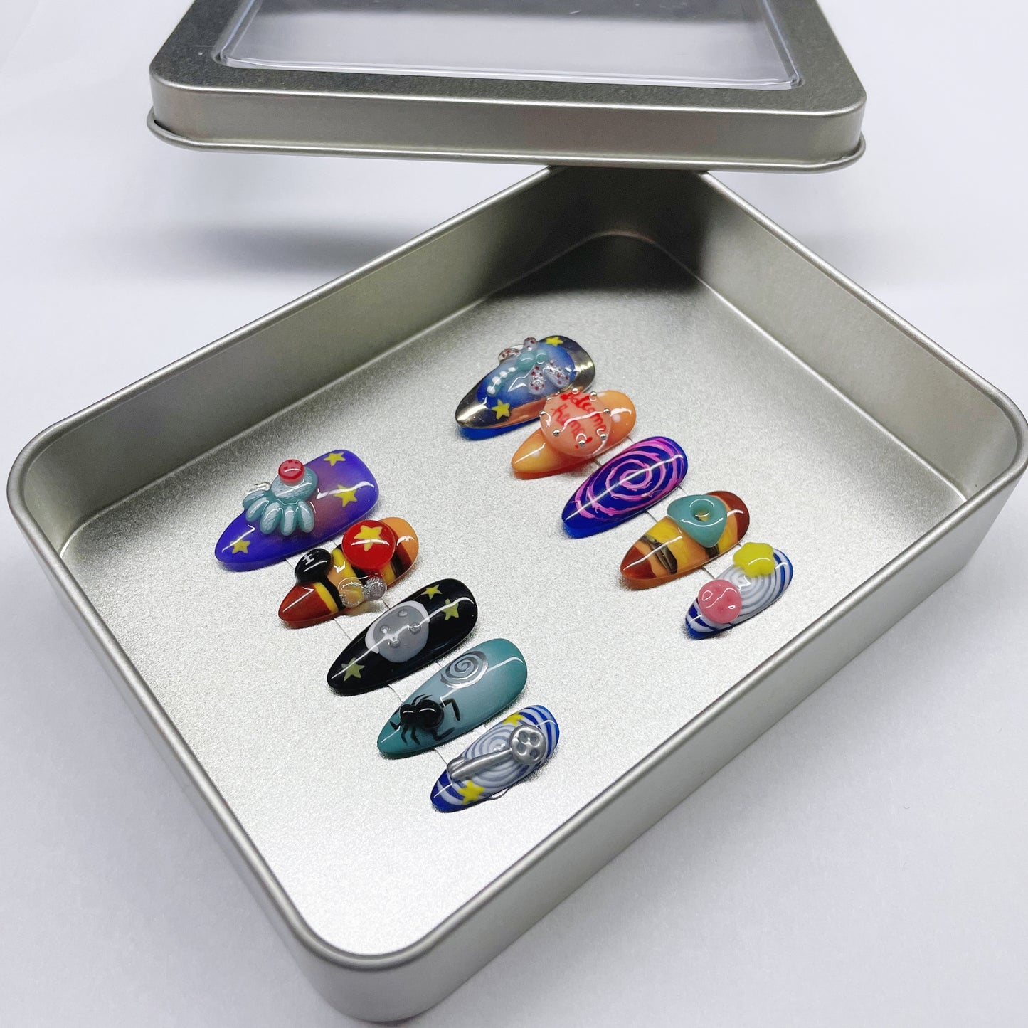 Colorful Cartoon Pattern Handmade Press on Nails