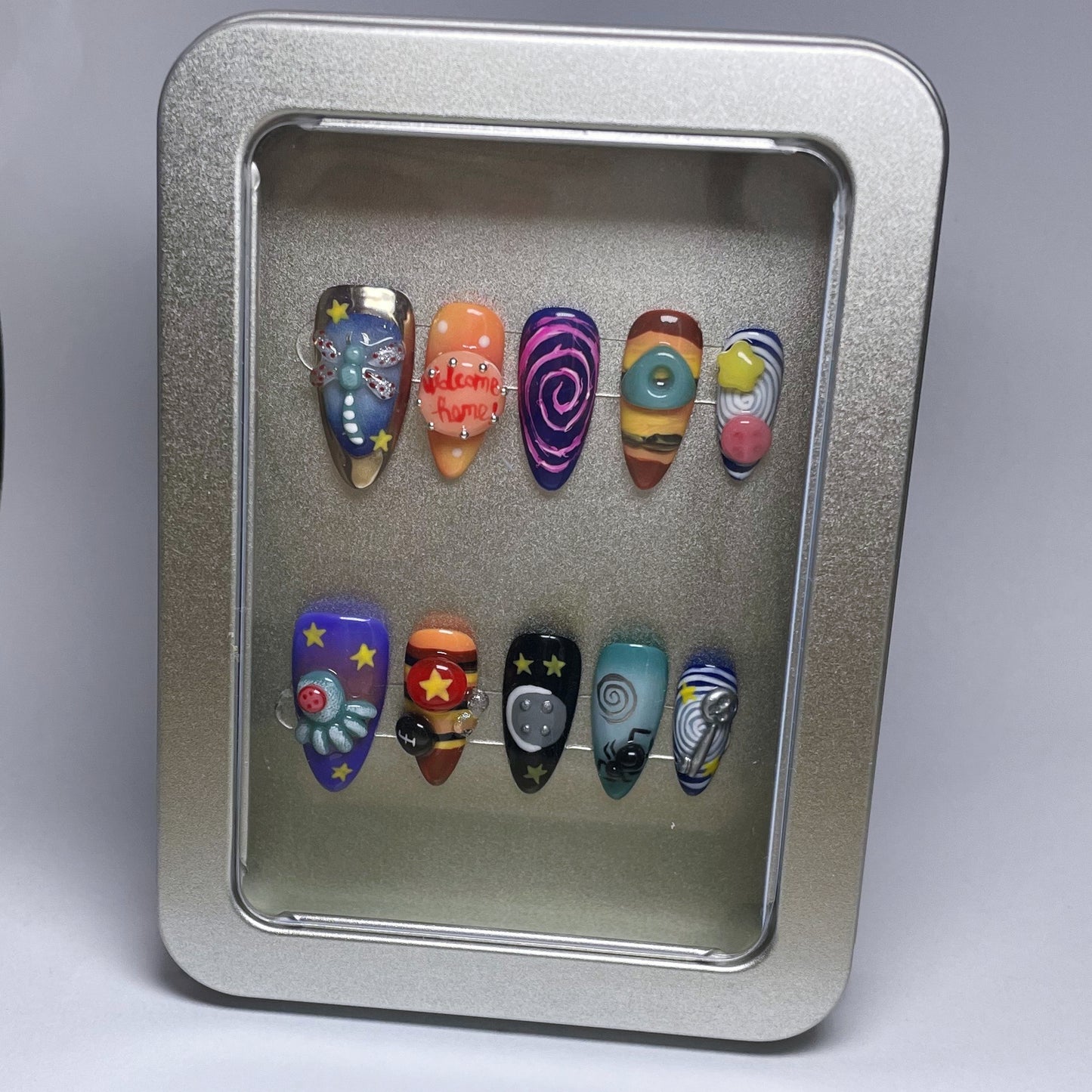 Colorful Cartoon Pattern Handmade Press on Nails
