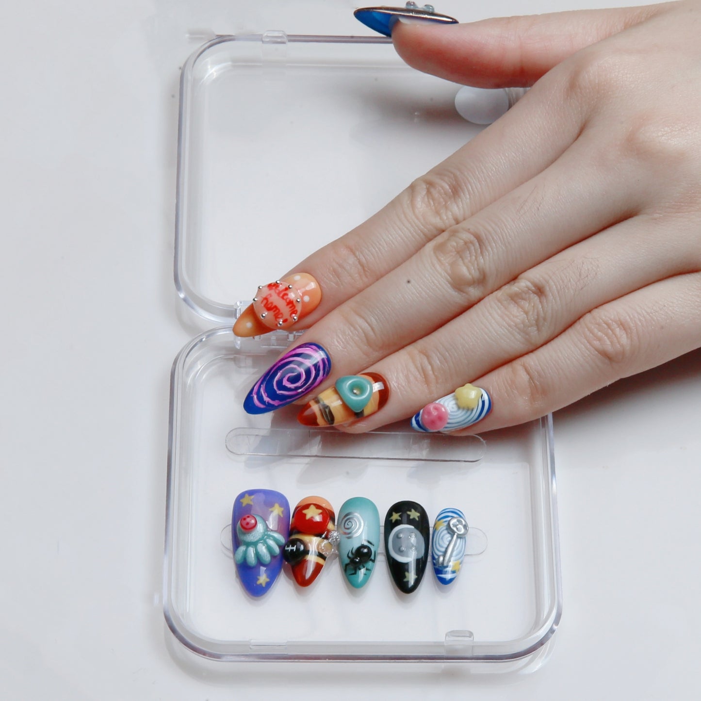 Colorful Cartoon Pattern Handmade Press on Nails